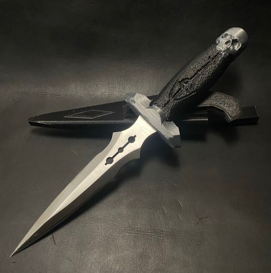 Platinum Silver Skull Knife