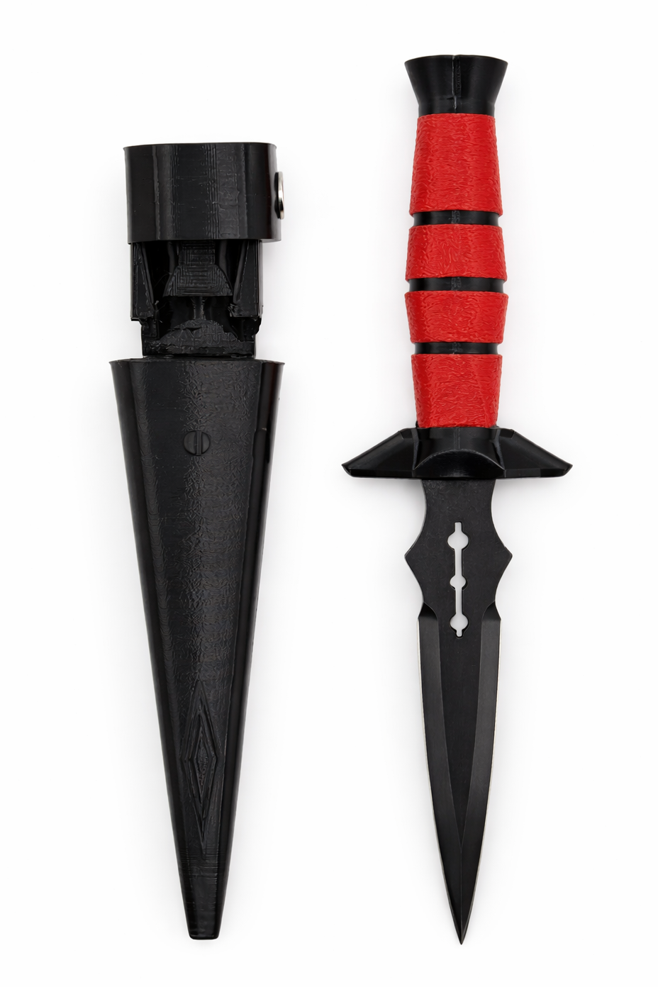 Red marble, black claw, dart knife