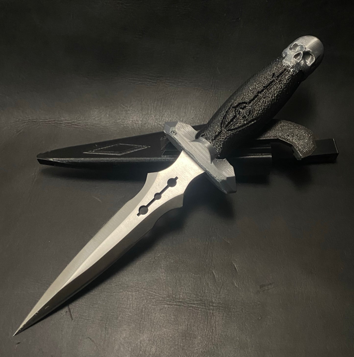 Platinum Silver Skull Knife