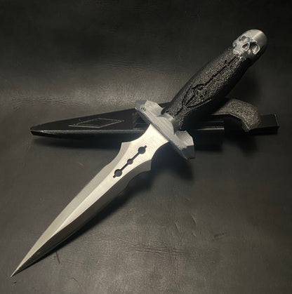 Platinum Silver Skull Knife