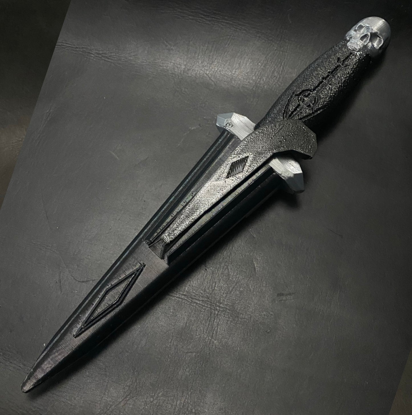 Platinum Silver Skull Knife